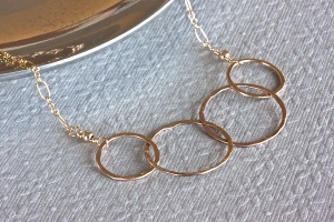 14K Gold Filled 4 Ring Family Necklace